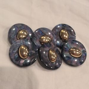 Gold and Blue Marbled Buttons